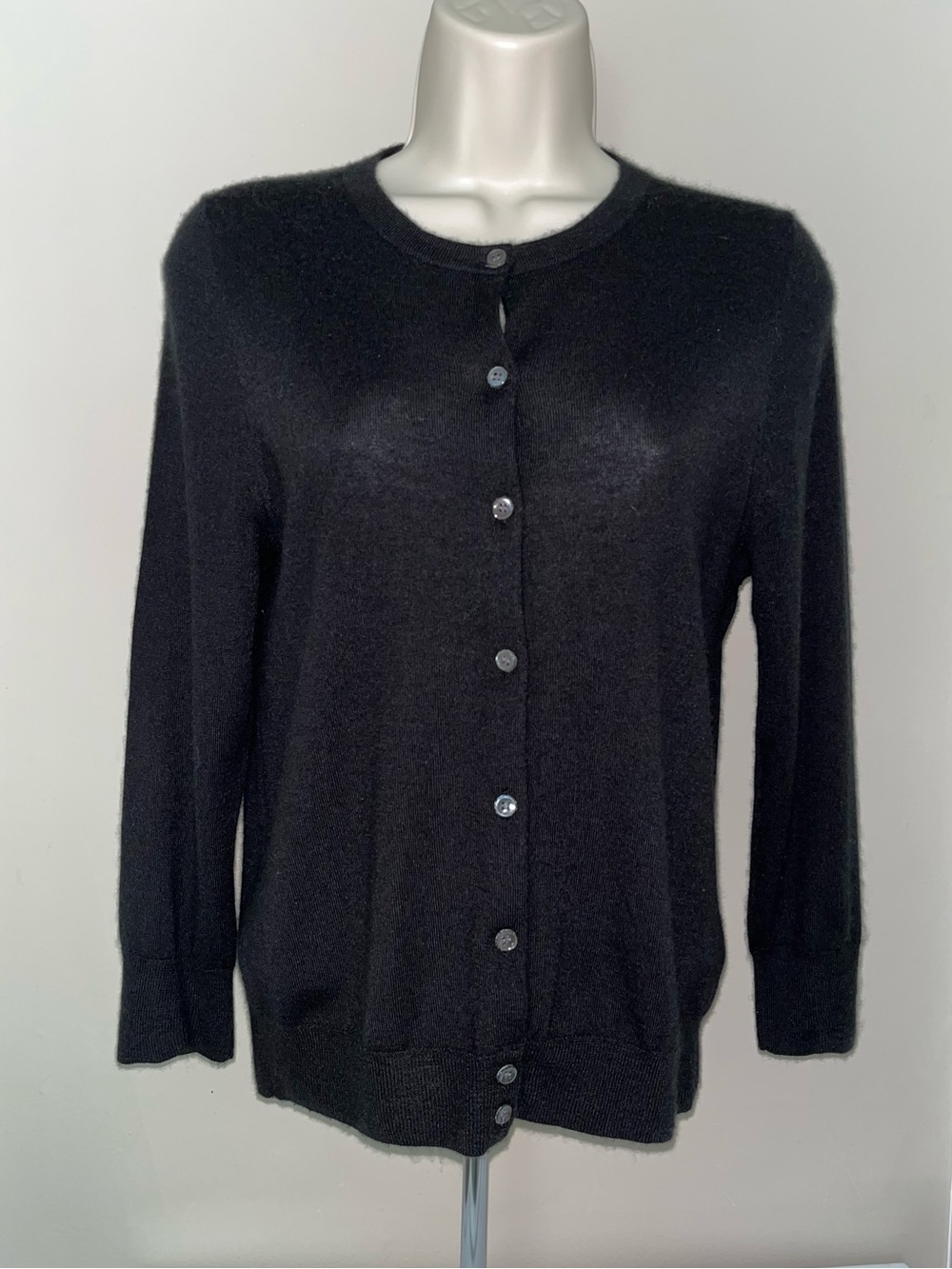 Jcrew Cashmere Italian Black Women’s Crewneck Button Cardigan Sweater